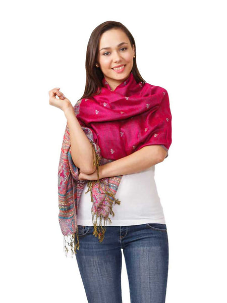 Women's Pashmina Scarf / Wrap / Shawl in Pink Paisley