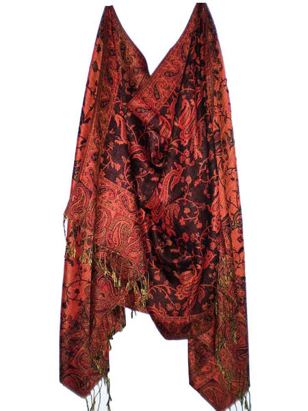 Women's Pashmina Scarf / Wrap / Shawl in Rusty Paisley