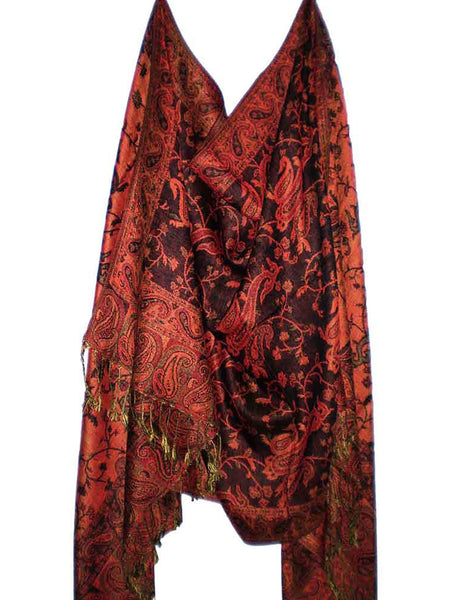 Women's Pashmina Scarf / Wrap / Shawl in Rusty Paisley