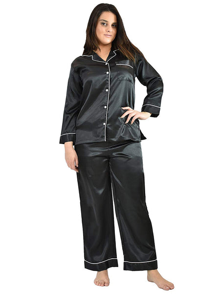 Women's Pajama Set / Pajamas / Pyjamas / PJs, Satin, Long Button-Down