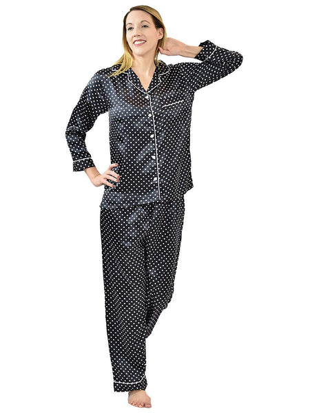 Women's Pajama Set / Pajamas / Pyjamas / PJs, Satin, Long Button-Down