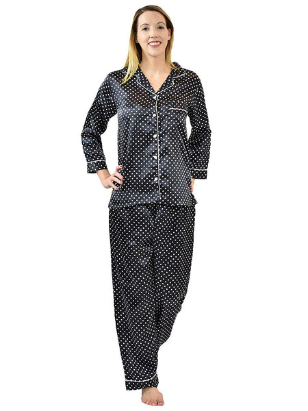 Women's Pajama Set / Pajamas / Pyjamas / PJs, Satin, Long Button-Down