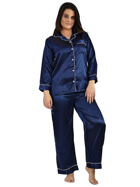 Women's Pajama Set / Pajamas / Pyjamas / PJs, Satin, Long Button-Down