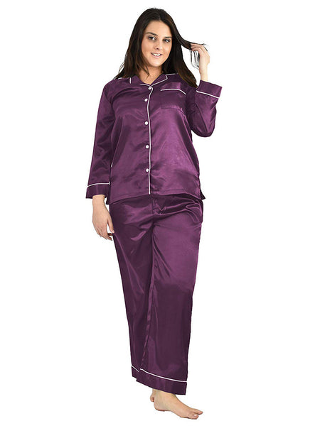 Women's Pajama Set / Pajamas / Pyjamas / PJs, Satin, Long Button-Down