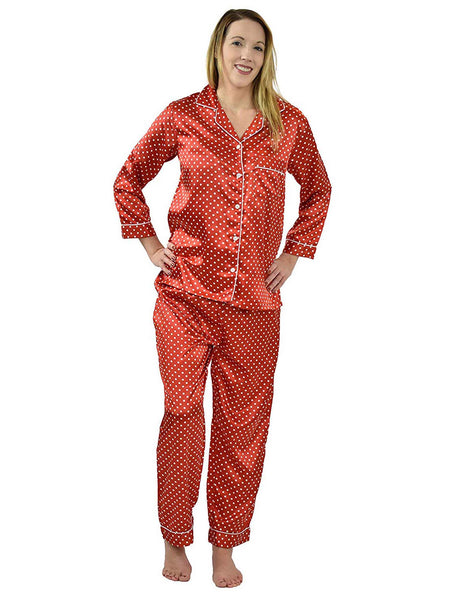 Women's Pajama Set / Pajamas / Pyjamas / PJs, Satin, Long Button-Down