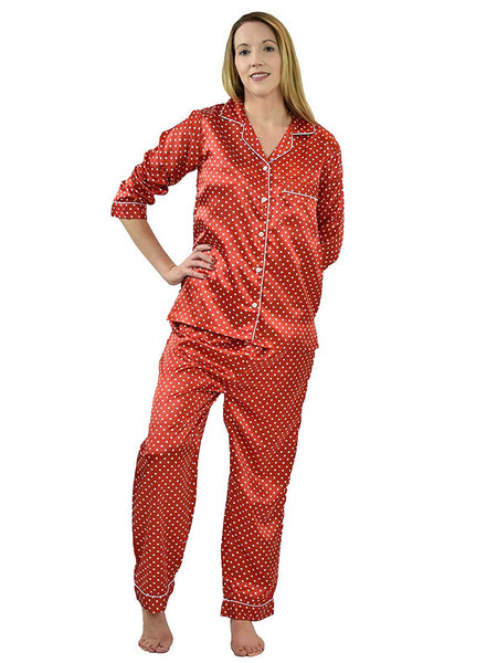 Women's Pajama Set / Pajamas / Pyjamas / PJs, Satin, Long Button-Down