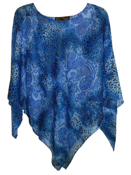 Women's Poncho, Blue Animal Print