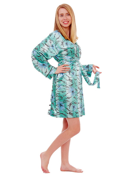 Women's Short Robe, Satin, Various Prints