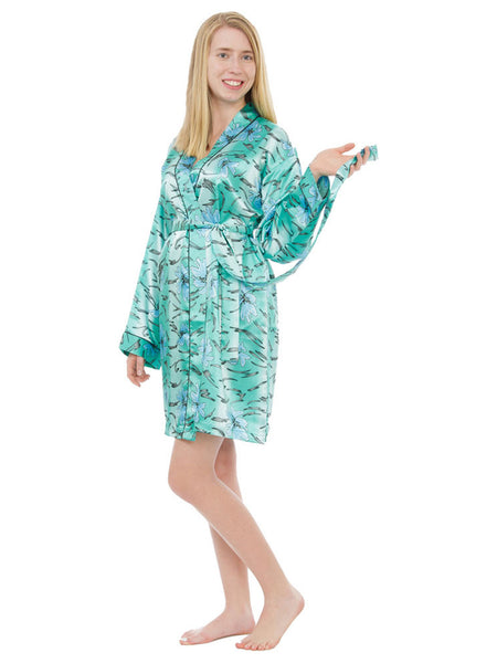 Women's Short Robe, Satin, Various Prints