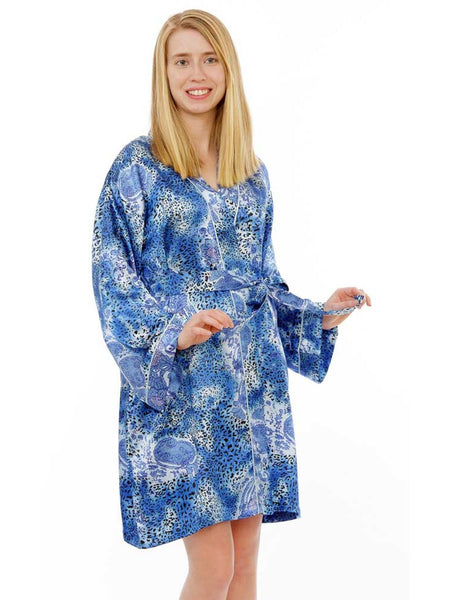 Women's Short Robe, Satin, Various Prints