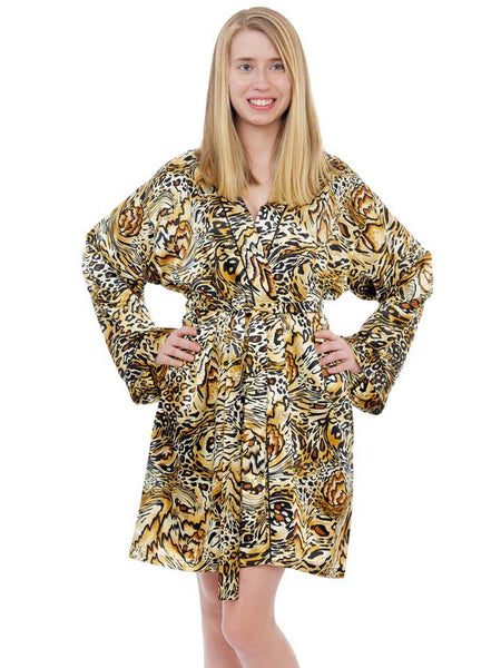 Women's Short Robe, Satin, Various Prints