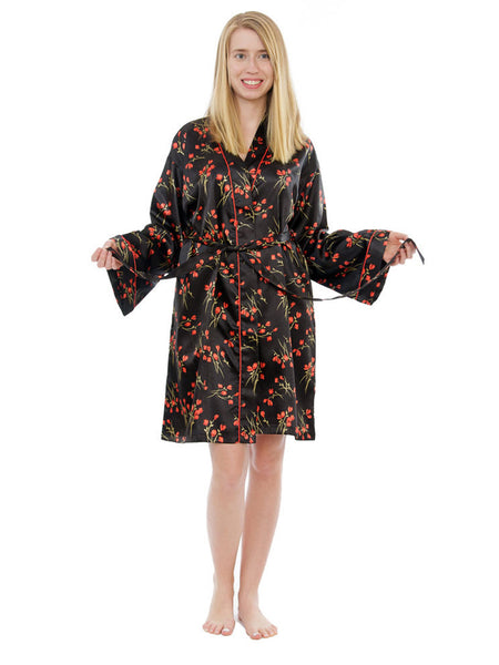 Women's Short Robe, Satin, Various Prints