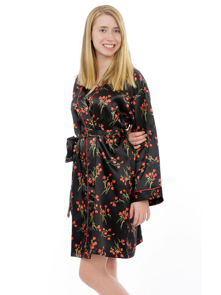 Women's Short Robe, Satin, Various Prints