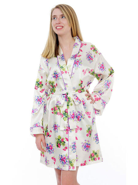 Women's Short Robe, Satin, Various Prints