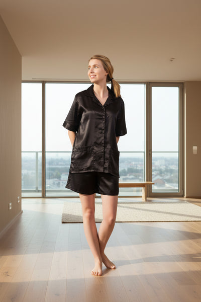 Women's Pajama Set / Midnight Satin Lounge Set