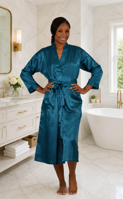 Up2date Fashion Long Satin Robes for Women Full Sleeve Silk Bathrobe Full Length Sleepwear Bridesmaids Wedding Party Robes