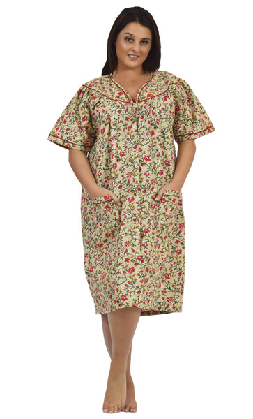 Women's House Dress in a Pink Floral Print