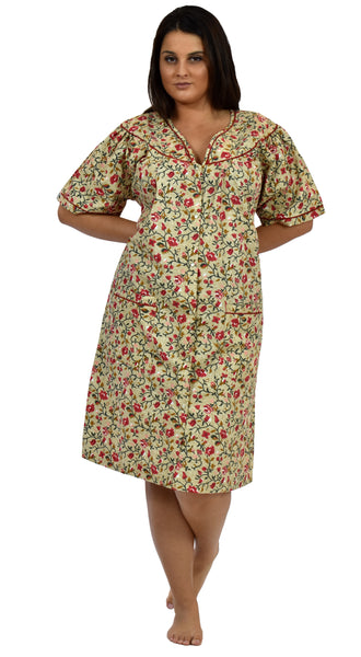 Women's House Dress in a Pink Floral Print