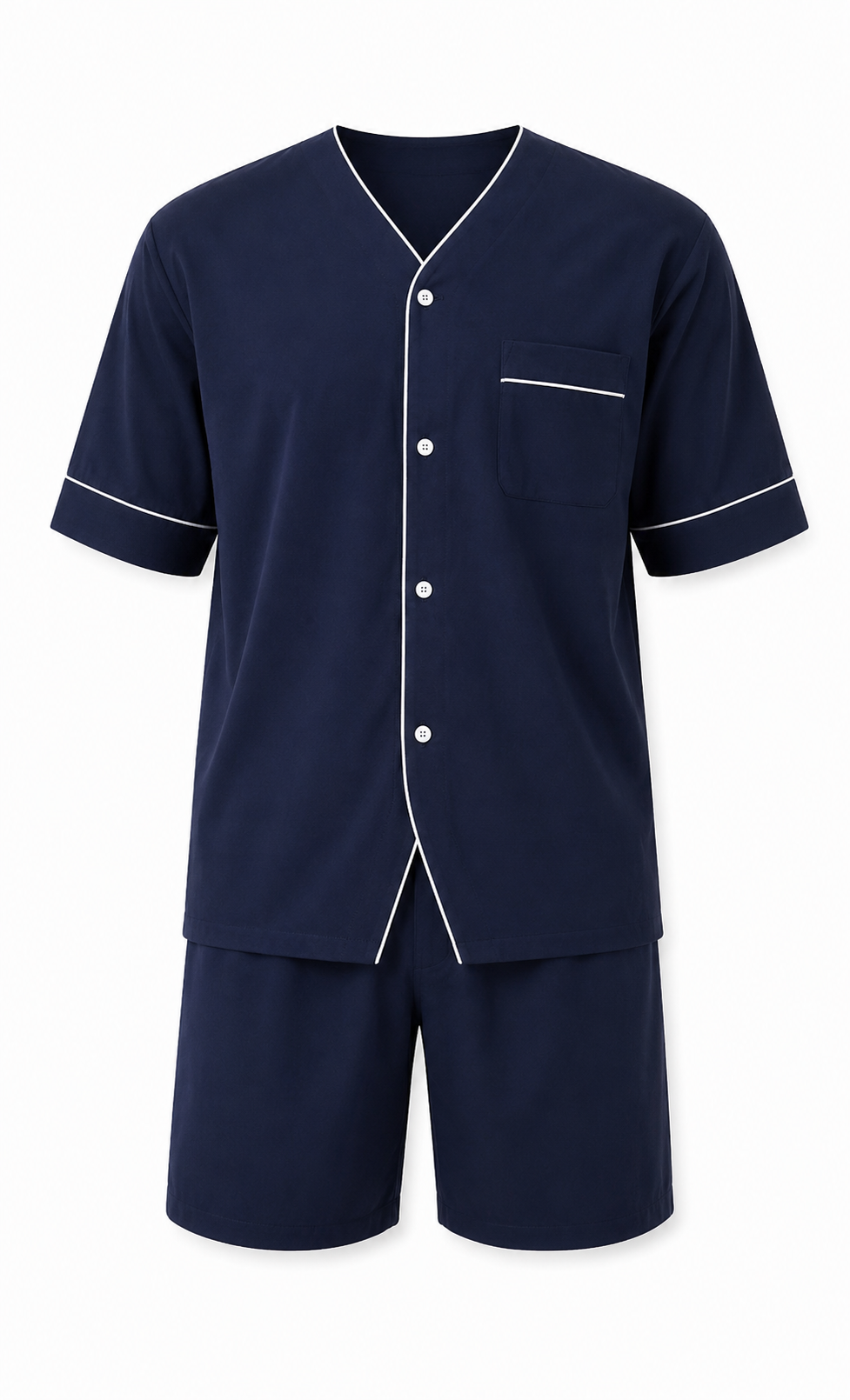 Up2date Fashion Men's Woven Short Sleeves Pajama Set with Shorts Lightweight Loungerwear