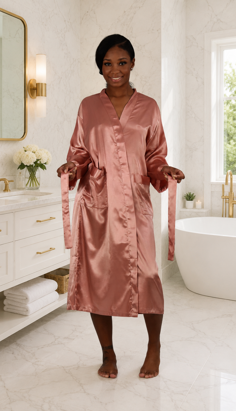 Up2date Fashion Long Satin Robes for Women Full Sleeve Silk Bathrobe Full Length Sleepwear Bridesmaids Wedding Party Robes
