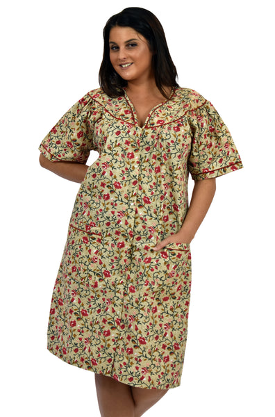 Women's House Dress in a Pink Floral Print