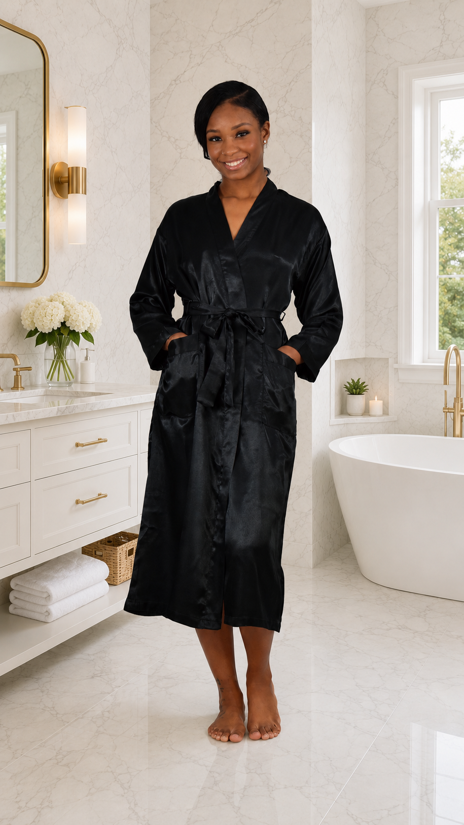 Up2date Fashion Long Satin Robes for Women Full Sleeve Silk Bathrobe Full Length Sleepwear Bridesmaids Wedding Party Robes