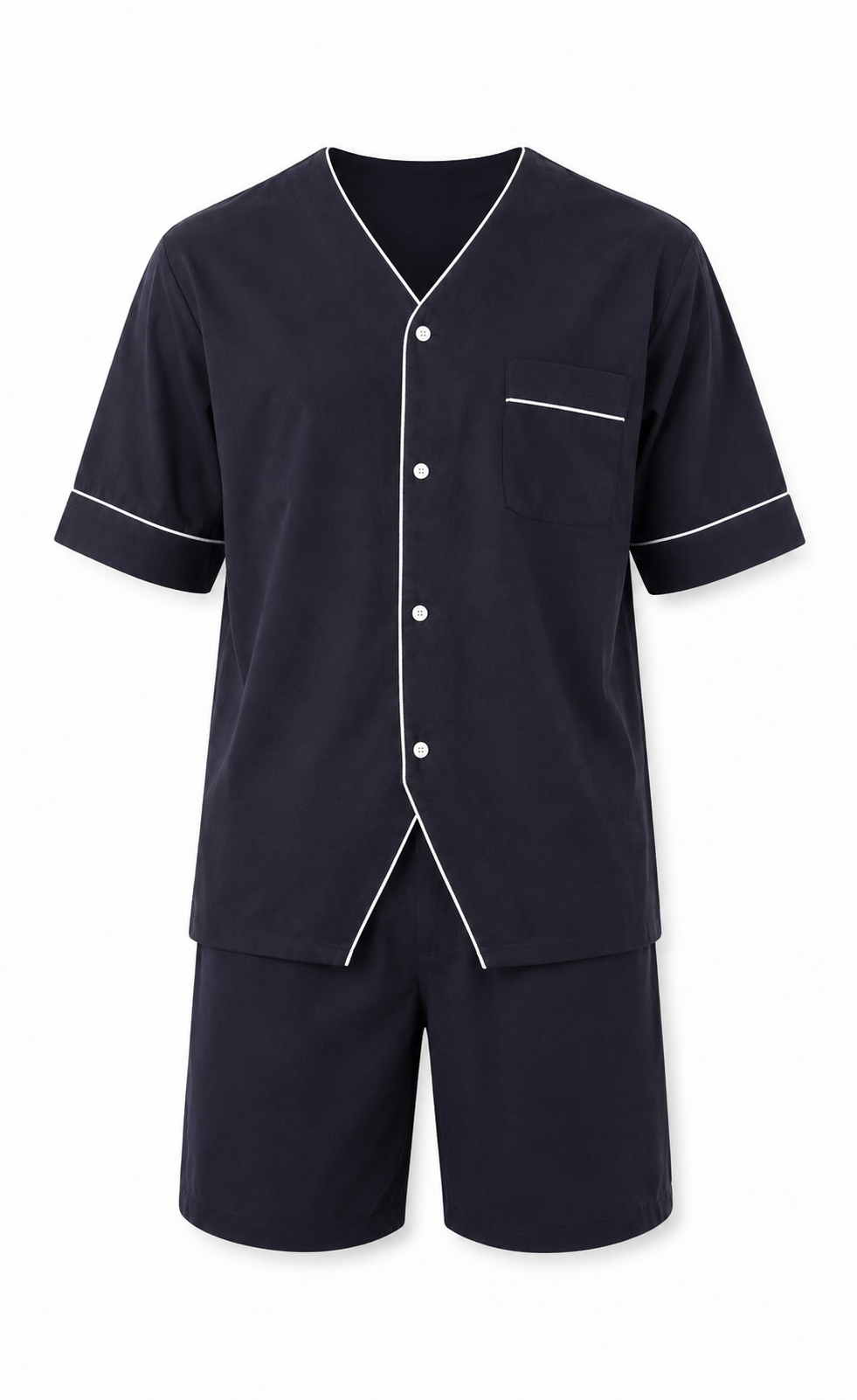 Up2date Fashion Men's Woven Short Sleeves Pajama Set with Shorts Lightweight Loungerwear