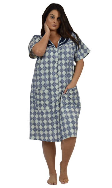 Women's House Dress in a Pink Floral Print
