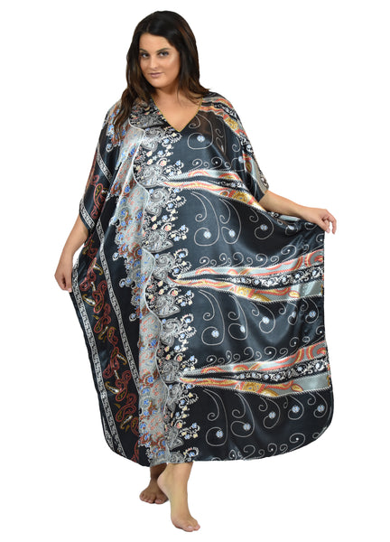 Up2date Fashion Women Satin Caftan in Desert Nights Print, One Size, Style Caf-22C2