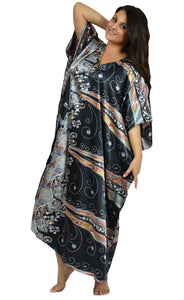 Up2date Fashion Women Satin Caftan in Desert Nights Print, One Size, Style Caf-22C2