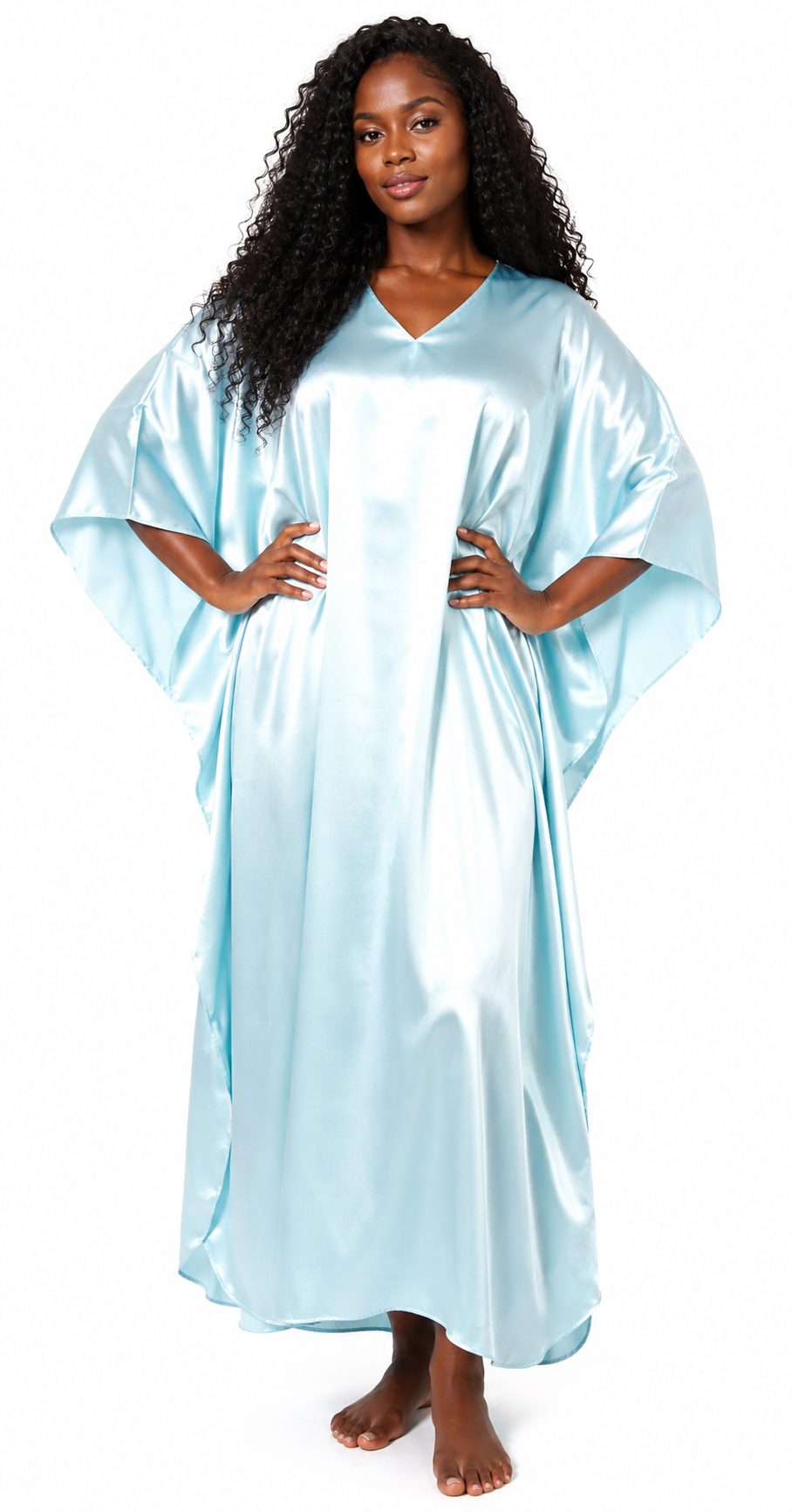 Up2date Fashion Women Silky Satin Caftan Dress, One Size Plus, Cover up Kaftan Maxi Lounger