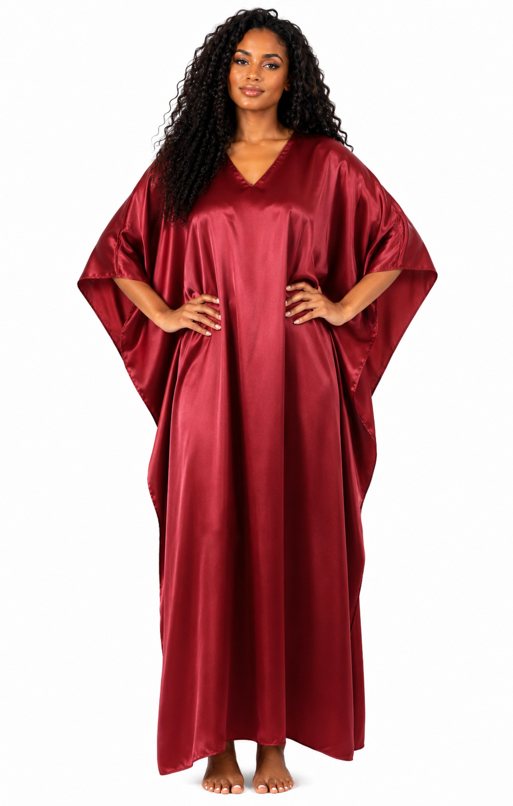 Up2date Fashion Women Silky Satin Caftan Dress, One Size Plus, Cover up Kaftan Maxi Lounger