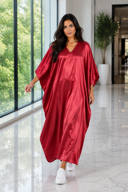 Up2date Fashion Women Silky Satin Caftan Dress, One Size Plus, Cover up Kaftan Maxi Lounger