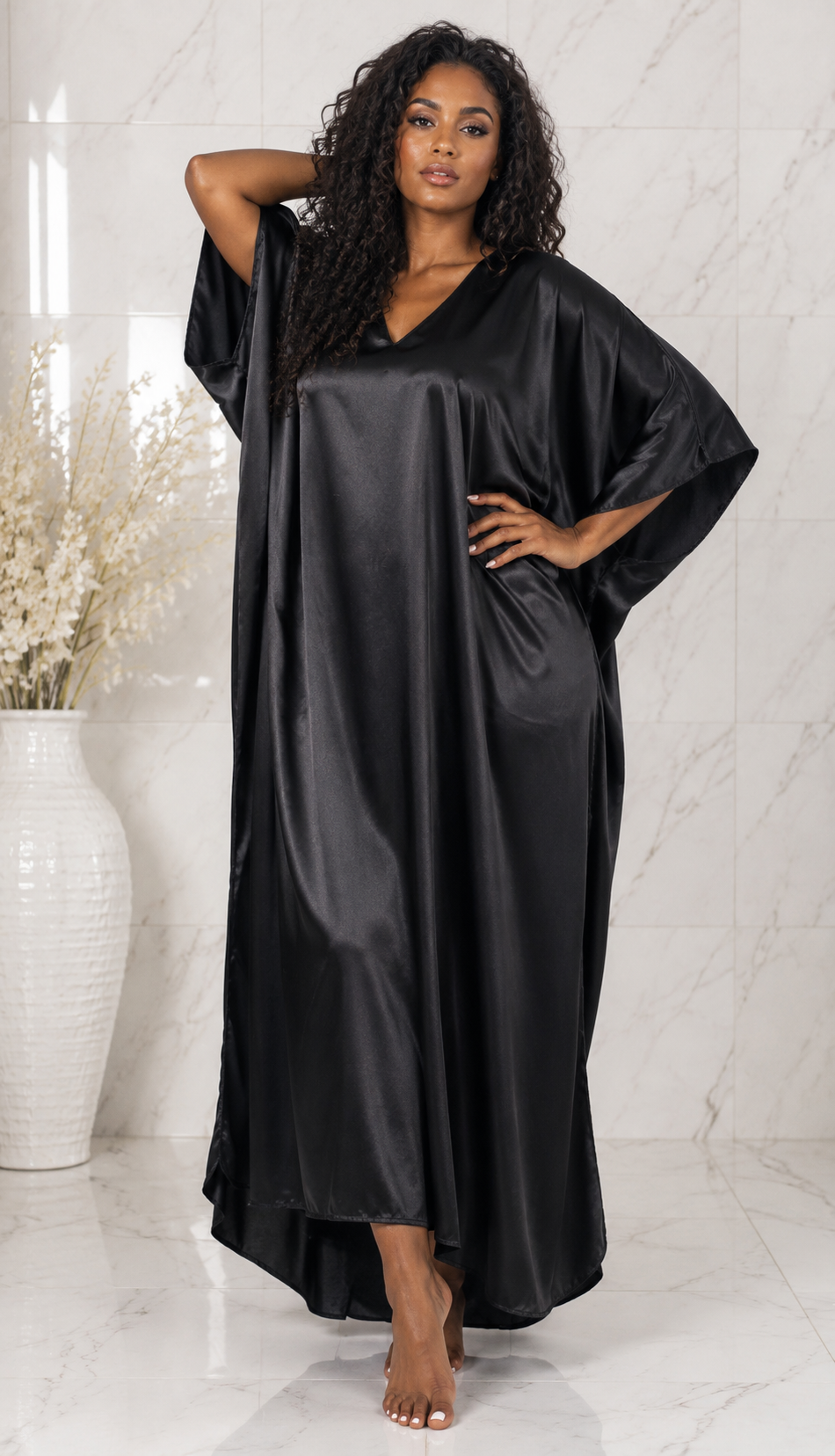 Up2date Fashion Women Silky Satin Caftan Dress, One Size Plus, Cover up Kaftan Maxi Lounger