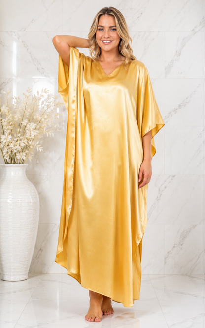 Up2date Fashion Women Silky Satin Caftan Dress, One Size Plus, Cover up Kaftan Maxi Lounger