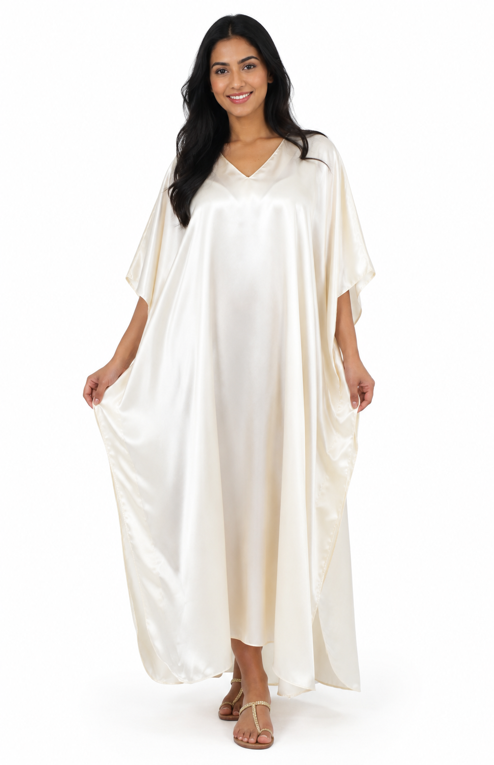 Up2date Fashion Women Silky Satin Caftan Dress, One Size Plus, Cover up Kaftan Maxi Lounger