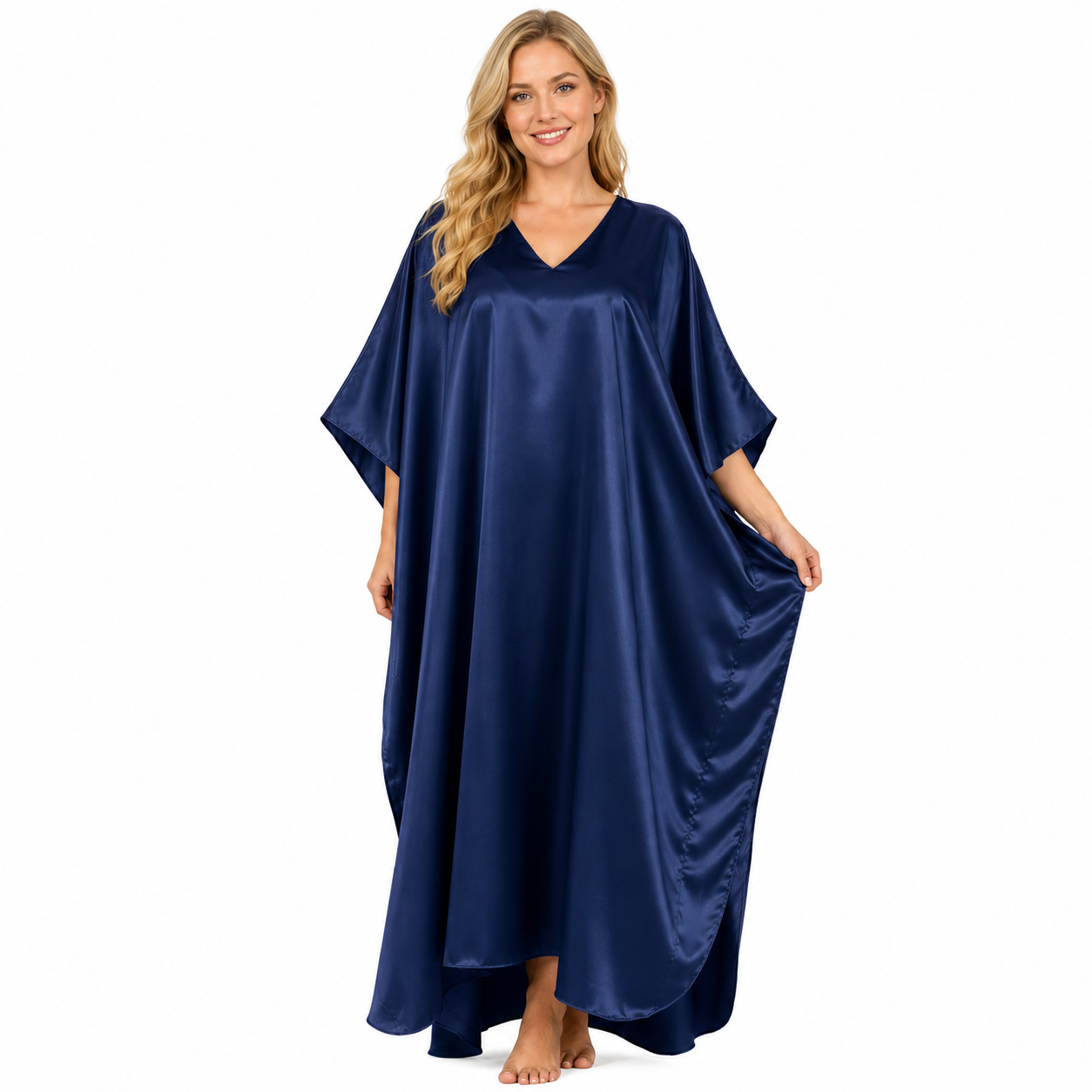 Up2date Fashion Women Silky Satin Caftan Dress, One Size Plus, Cover up Kaftan Maxi Lounger