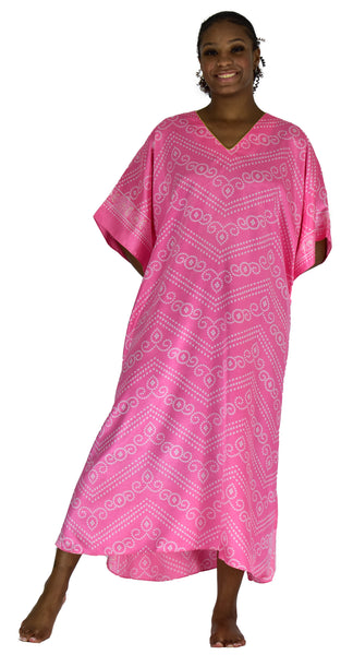 Up2date Fashion Women's Satin Caftan/Kaftan in Pink Mandala Print, Style Caf-29