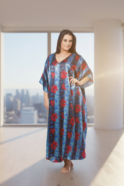 Up2date Fashion's Women's Caftan / Kaftan / Muumuu / Mumu, Water Lilies Print, Style Caf-46C3