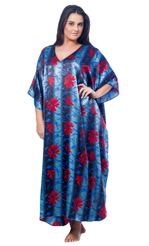 Up2date Fashion's Women's Caftan / Kaftan / Muumuu / Mumu, Water Lilies Print, Style Caf-46C3