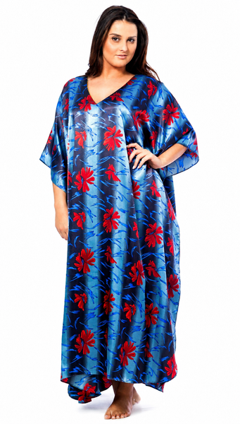Up2date Fashion's Women's Caftan / Kaftan / Muumuu / Mumu, Water Lilies Print, Style Caf-46C3