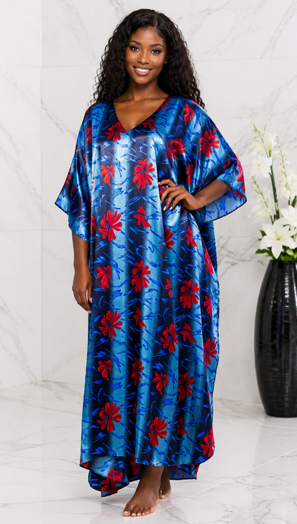 Up2date Fashion's Women's Caftan / Kaftan / Muumuu / Mumu, Water Lilies Print, Style Caf-46C3