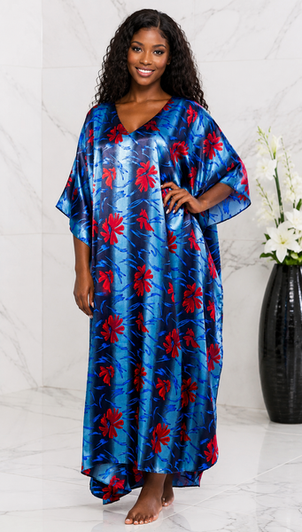 Up2date Fashion's Women's Caftan / Kaftan / Muumuu / Mumu, Water Lilies Print, Style Caf-46C3