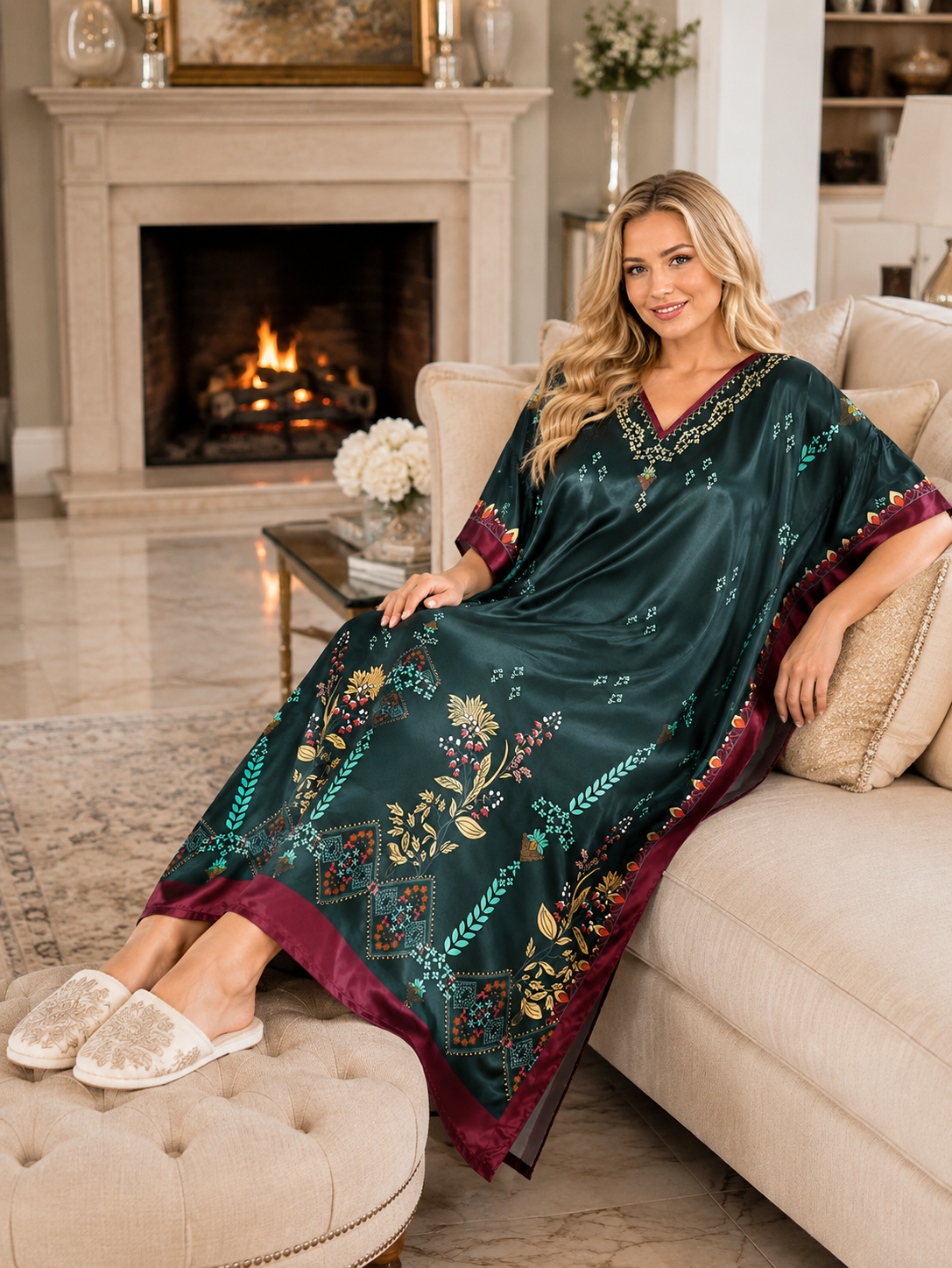 Satin Caftans Collection in Many Unique Digital Prints Choices