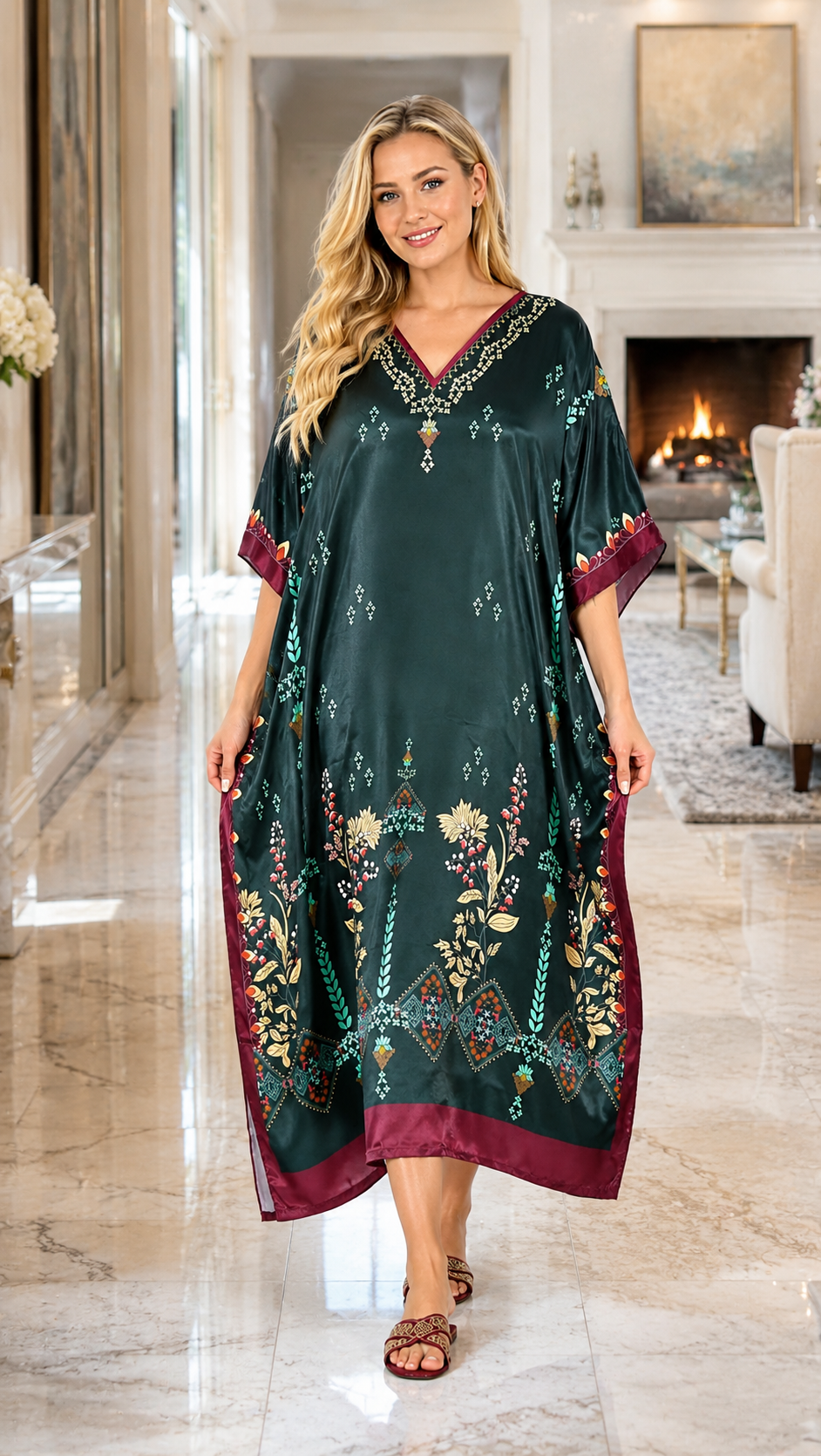 Satin Caftans Collection in Many Unique Digital Prints Choices