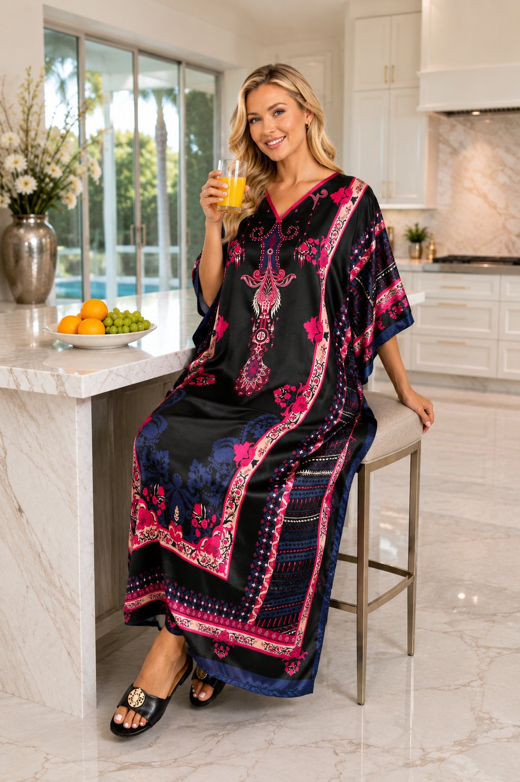 Satin Caftans Collection in Many Unique Digital Prints Choices