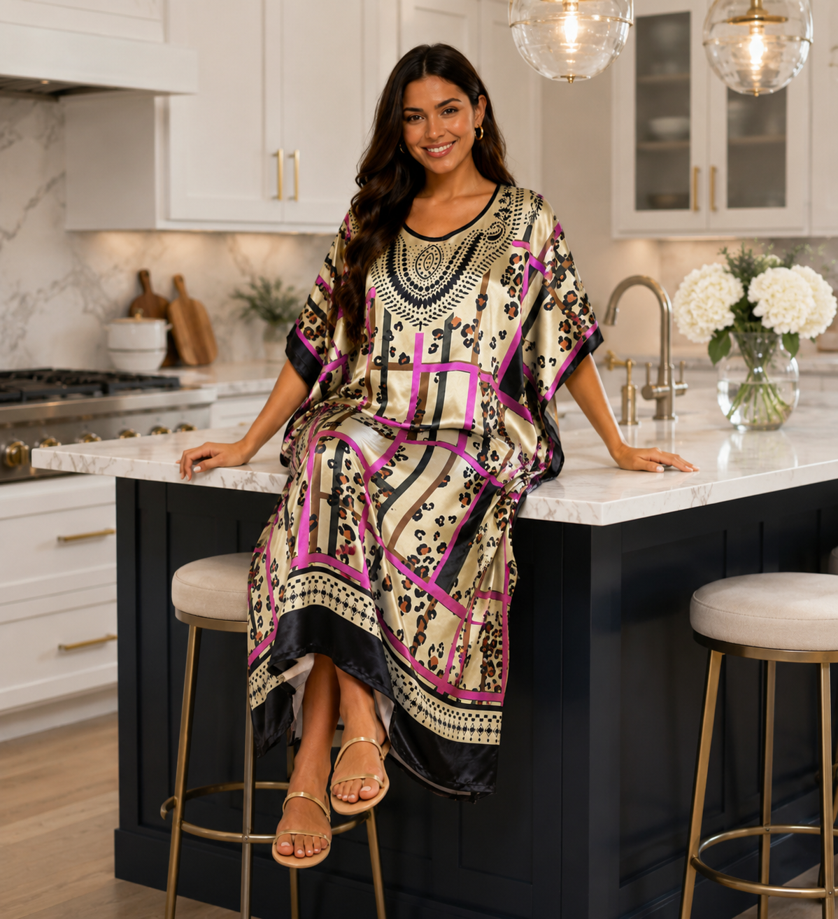Satin Caftans Collection in Many Unique Digital Prints Choices