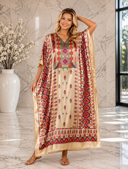 Satin Caftans Collection in Many Unique Digital Prints Choices