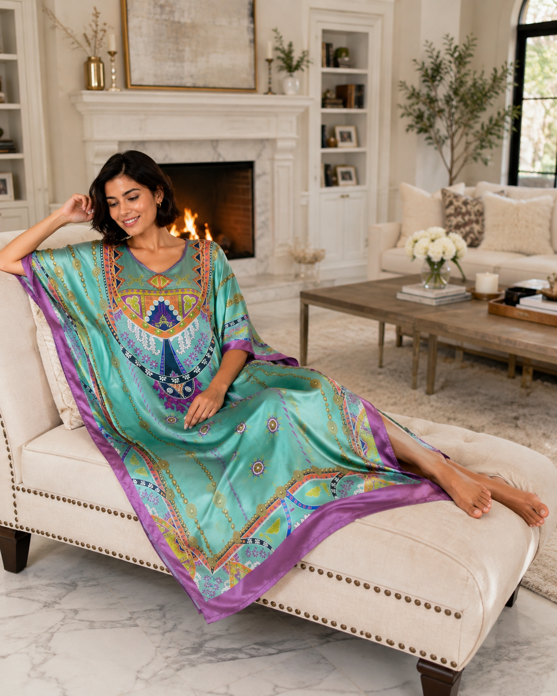 Satin Caftans Collection in Many Unique Digital Prints Choices