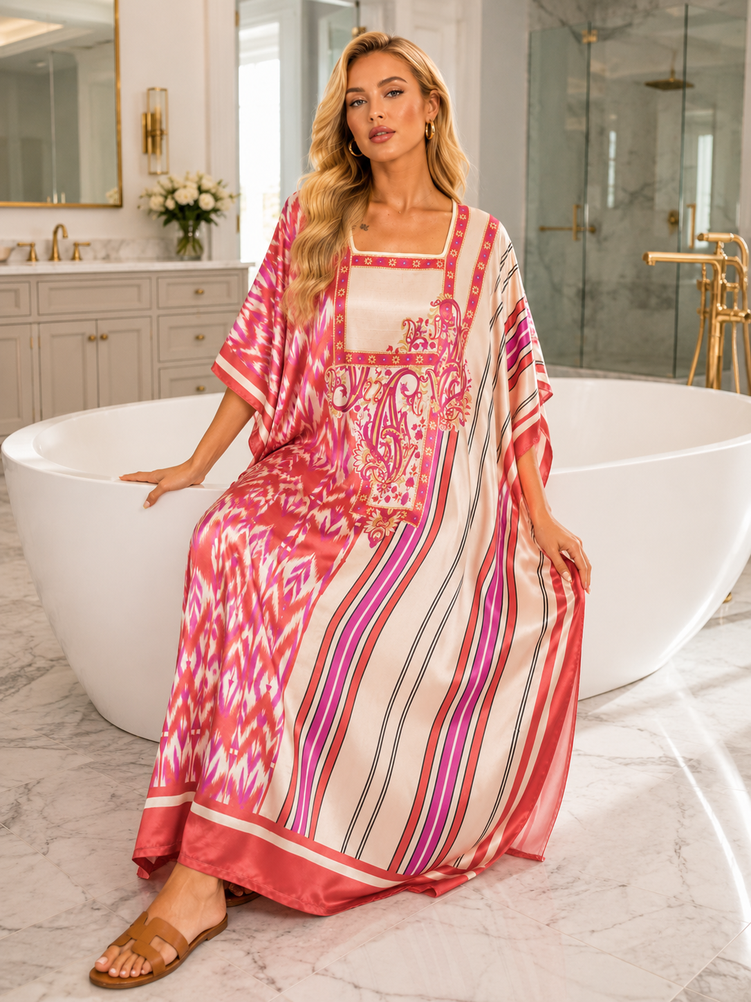Satin Caftans Collection in Many Unique Digital Prints Choices